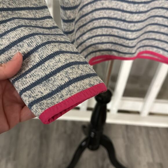 Vineyard Vines Martha's Vineyard Heather Blue Stripe / Pink Quarter Zip Pullover - Picture 6 of 9